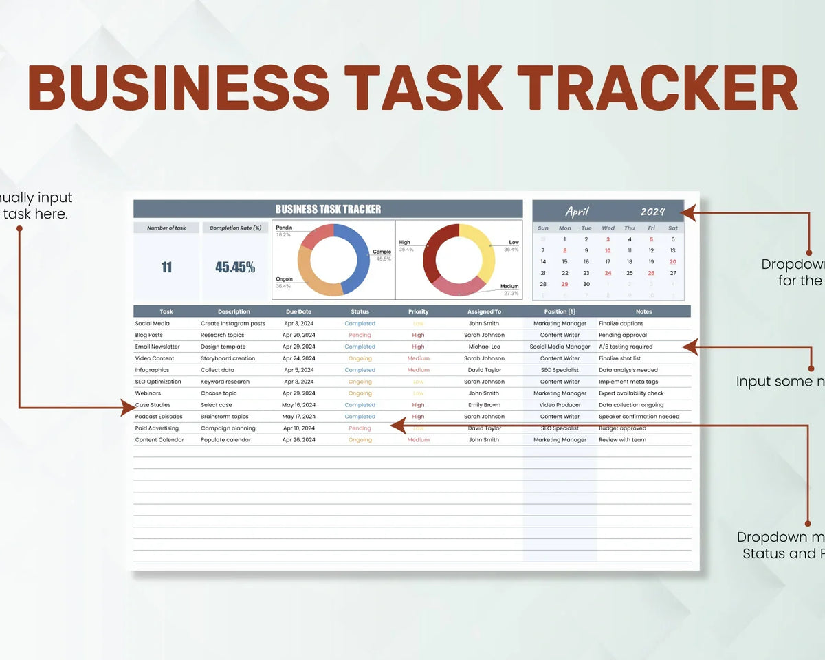 Business Task Tracker Template